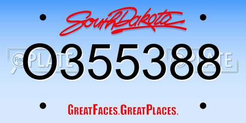 O355388 South Dakota License Plate