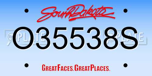 O35538S South Dakota License Plate