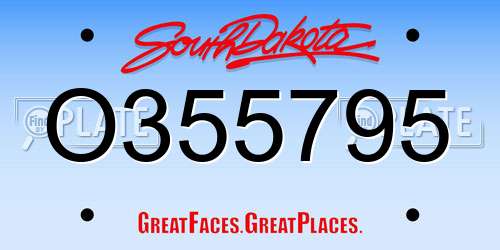 O355795 South Dakota License Plate