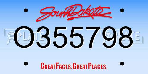 O355798 South Dakota License Plate