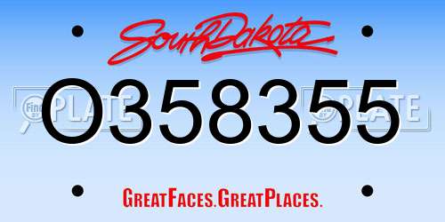 O358355 South Dakota License Plate