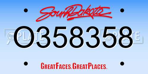 O358358 South Dakota License Plate