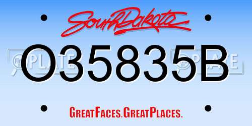 O35835B South Dakota License Plate