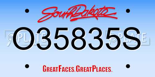 O35835S South Dakota License Plate