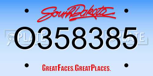 O358385 South Dakota License Plate