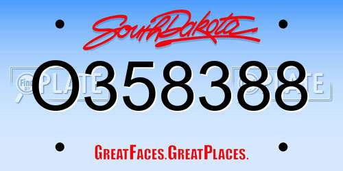 O358388 South Dakota License Plate