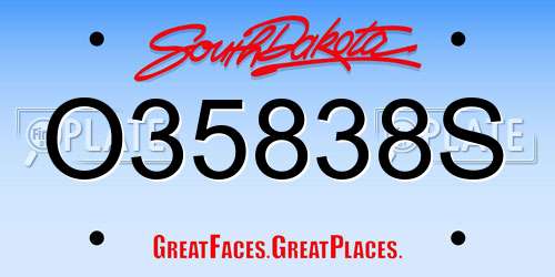 O35838S South Dakota License Plate