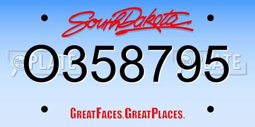 O358795 South Dakota License Plate