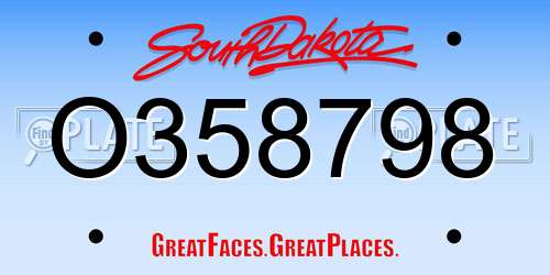O358798 South Dakota License Plate