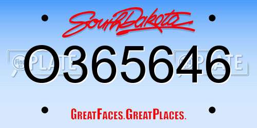 O365646 South Dakota License Plate