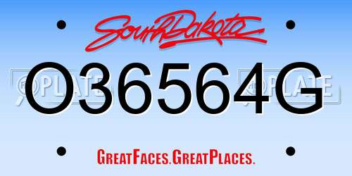 O36564G South Dakota License Plate