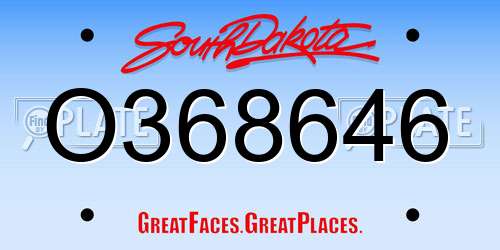 O368646 South Dakota License Plate