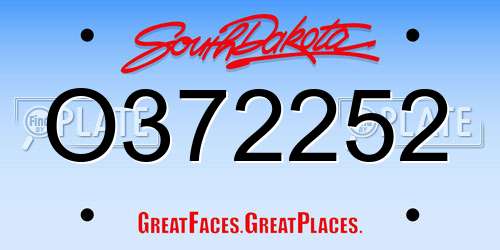 O372252 South Dakota License Plate