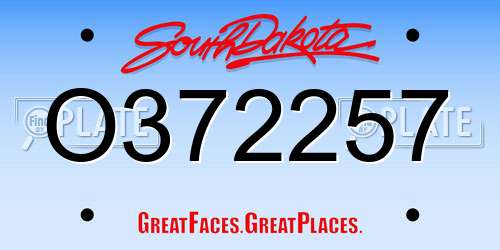 O372257 South Dakota License Plate
