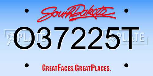 O37225T South Dakota License Plate