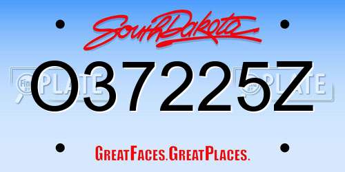 O37225Z South Dakota License Plate