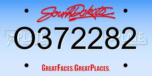 O372282 South Dakota License Plate