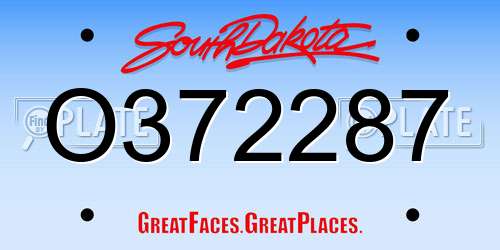 O372287 South Dakota License Plate