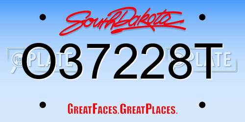 O37228T South Dakota License Plate