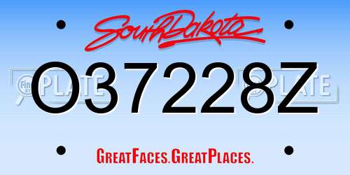 O37228Z South Dakota License Plate