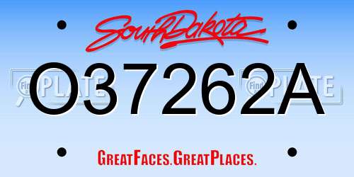 O37262A South Dakota License Plate