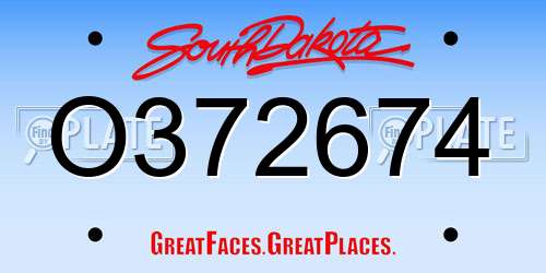 O372674 South Dakota License Plate