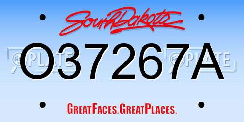 O37267A South Dakota License Plate