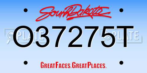 O37275T South Dakota License Plate