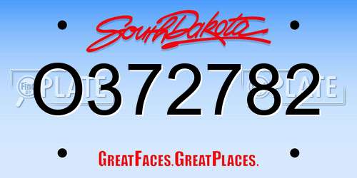 O372782 South Dakota License Plate