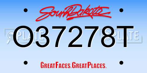 O37278T South Dakota License Plate