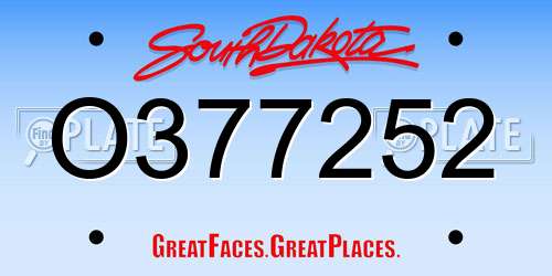 O377252 South Dakota License Plate