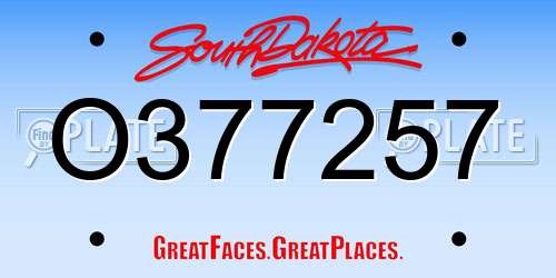O377257 South Dakota License Plate