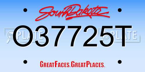 O37725T South Dakota License Plate