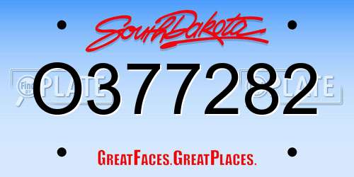 O377282 South Dakota License Plate