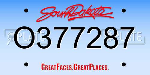 O377287 South Dakota License Plate