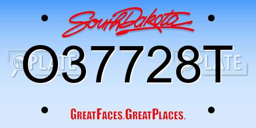 O37728T South Dakota License Plate