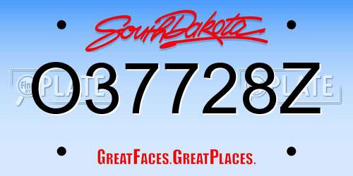 O37728Z South Dakota License Plate