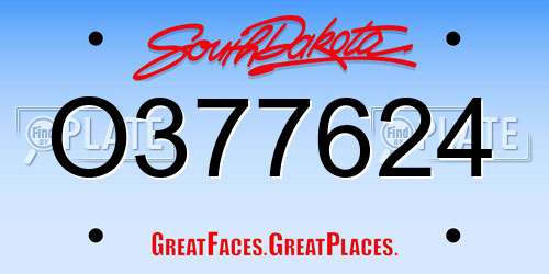 O377624 South Dakota License Plate