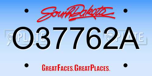 O37762A South Dakota License Plate