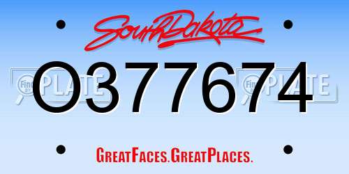 O377674 South Dakota License Plate