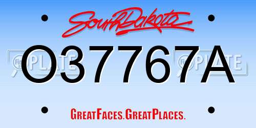 O37767A South Dakota License Plate