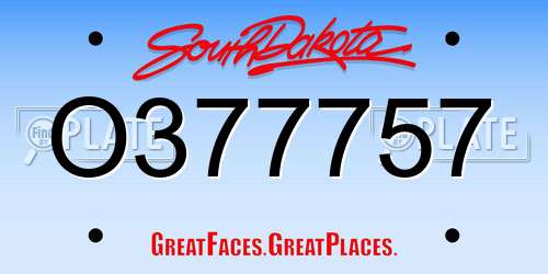 O377757 South Dakota License Plate