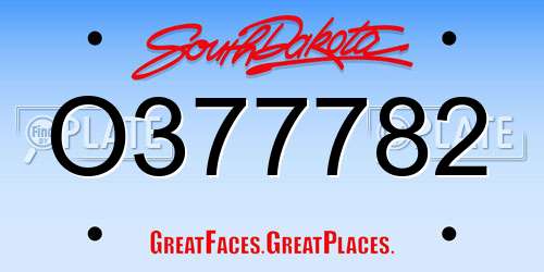 O377782 South Dakota License Plate