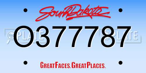 O377787 South Dakota License Plate