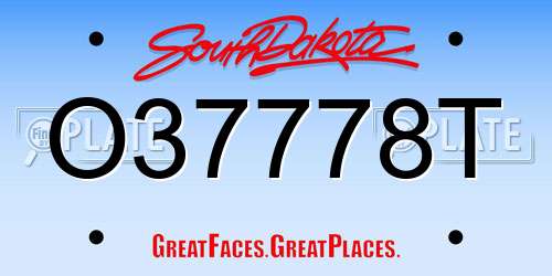O37778T South Dakota License Plate
