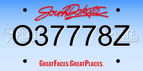 O37778Z South Dakota License Plate