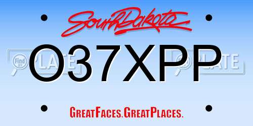 O37XPP South Dakota License Plate