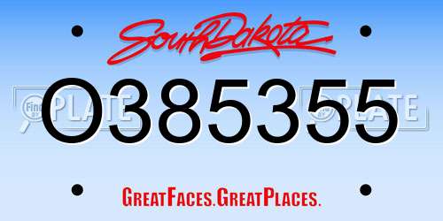 O385355 South Dakota License Plate