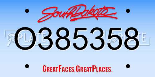 O385358 South Dakota License Plate