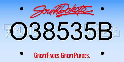 O38535B South Dakota License Plate